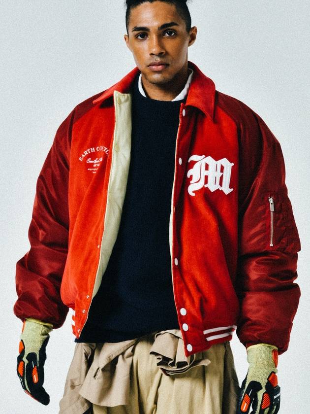 Reversible Logo Appliqued Cotton Corduroy Bomber Jacket RED - C.O.M.E - BALAAN 1