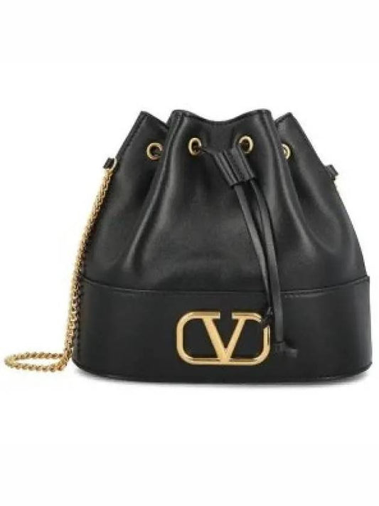 V Logo Chain Bucket Bag Black - VALENTINO - BALAAN 2