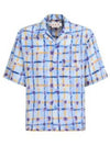 Print Habotai Silk Short Sleeve Shirt Light Blue - MARNI - BALAAN 2