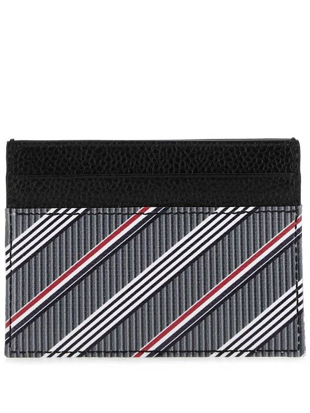 Three Stripes Tab Monogram Double Side Card Wallet Medium Grey - THOM BROWNE - BALAAN 3