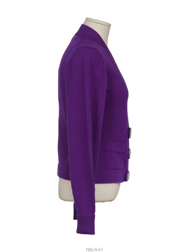 Cashmere crystal button cardigan purple 36 74242 - CHANEL - BALAAN 3