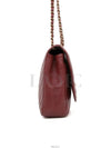 Diagonal Chevron Quilted Chain Flap Shoulder Bag Red Gold - CHANEL - BALAAN 3