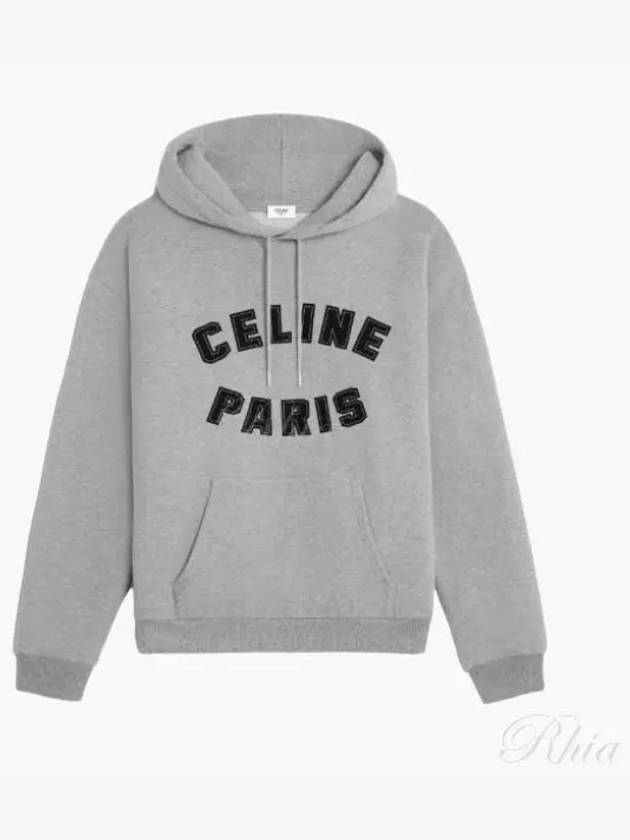 PARIS Loose Hoodie Cotton Fleece Gray Melange - CELINE - BALAAN 2