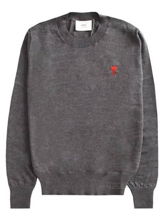 Women s FKS111 KN0025 055 Heart Logo Knit Gray 1061173 - AMI - BALAAN 1