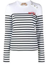 Striped Logo Long Sleeve T Shirt White Blue - Nº 21 - BALAAN 3