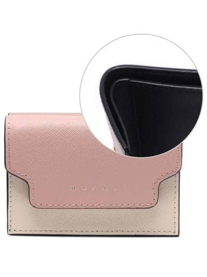 Saffiano Color Block Tri-Fold Half Wallet Pink - MARNI - BALAAN 2