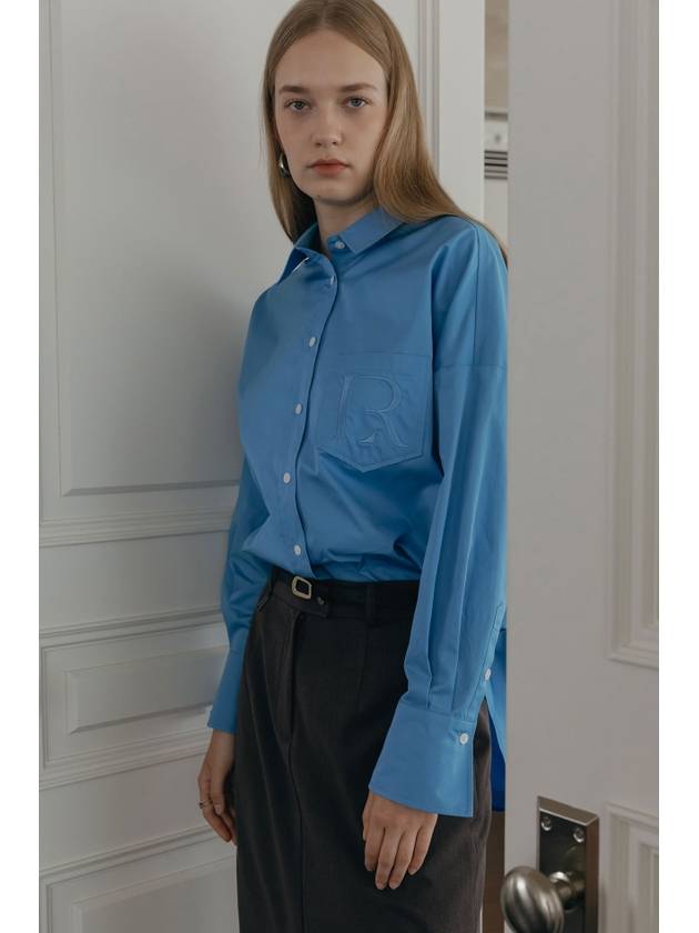 R LOGO OVERSIZED SHIRT BLUE - ILROZE - BALAAN 6