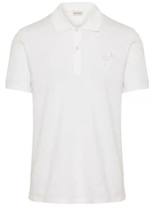 Skull Patch Short Sleeve Polo Shirt White - ALEXANDER MCQUEEN - BALAAN 2