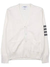 Milano Stitch 4 Bar Cardigan White - THOM BROWNE - BALAAN 2