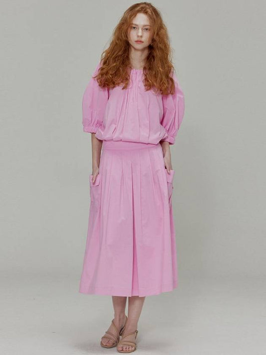 Balloon shirring pleated dress_Pink - OPENING SUNSHINE - BALAAN 1