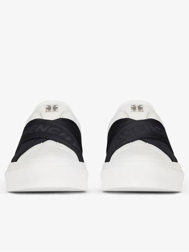 Double Webbing Strap Leather Slip Ons White - GIVENCHY - BALAAN 4