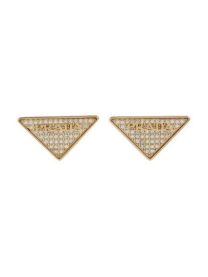 Crystal Logo Zirconie Earrings Gold - PRADA - BALAAN 2