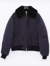 Boxy Shearling Collar Bomber Jacket Blue - AMI - BALAAN 2