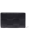 Intrecciato Zipper Around Long Wallet Black - BOTTEGA VENETA - BALAAN 5