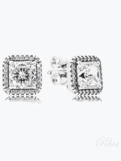 Square Sparkle Halo Stud Earrings Silver - PANDORA - BALAAN 2