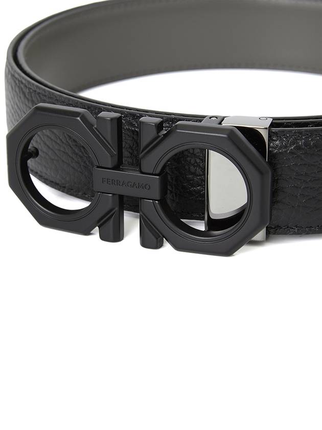 Reversible Gancini Leather Belt Black - SALVATORE FERRAGAMO - BALAAN 7