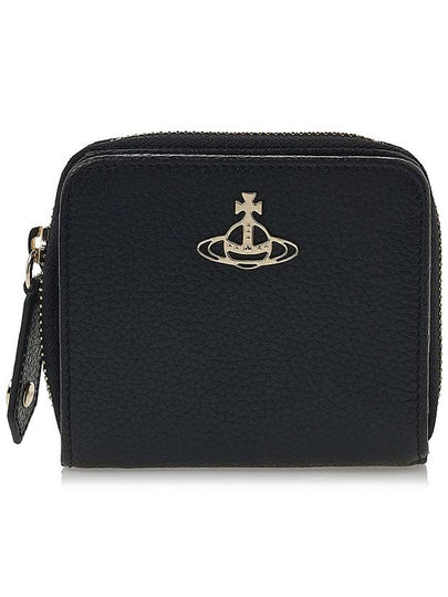 Grain Zipper Medium Gold Half Wallet Black - VIVIENNE WESTWOOD - BALAAN 2