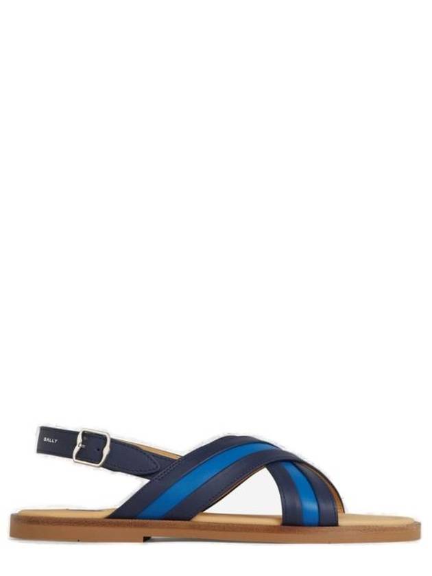 Crossover Strap Leather Sandals Black Blue - BALLY - BALAAN 3