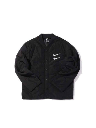 Men's Double Swoosh Quilting Jacket Black - NIKE - BALAAN 1