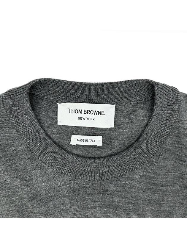 Merino Striped Crew Neck Knit Top Grey - THOM BROWNE - BALAAN 4