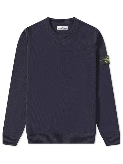 Wappen Patch Crew Neck Wool Knit Top Navy - STONE ISLAND - BALAAN 2