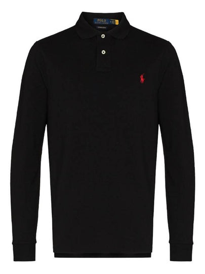 Embroidered Logo Slim Fit Polo Shirt Black - POLO RALPH LAUREN - BALAAN 2