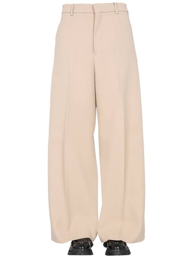 Women's Pleated Wide Pants Beige - AMI - BALAAN 2