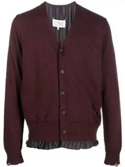 Men's Distressed Cardigan Burgundy - MAISON MARGIELA - BALAAN 2