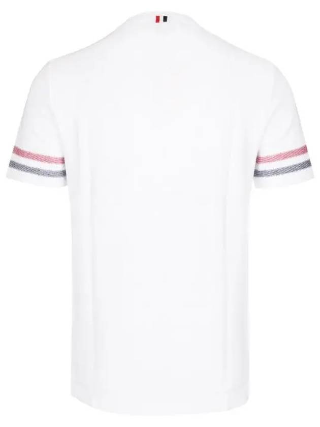 Textured Cotton Stripe Short Sleeve T-Shirt White - THOM BROWNE - BALAAN 8