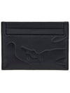 Camouflage Embossed Leather Card Wallet Black - MULBERRY - BALAAN 1