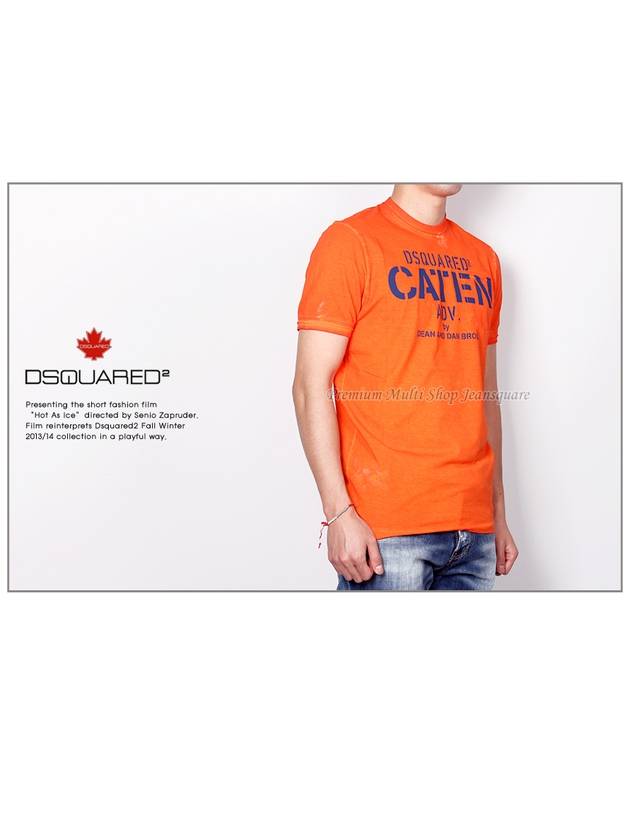 Men's CATEN Dean Dan Pocket Short Sleeve TShirt 74GC0897 Orange - DSQUARED2 - BALAAN 4