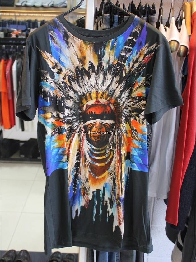 Men's Indian Graphic Printing Short Sleeve T-Shirt S5HJ601I408176 - BALMAIN - BALAAN 3