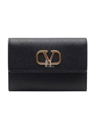 V Logo Signature Card Wallet Black - VALENTINO - BALAAN 2