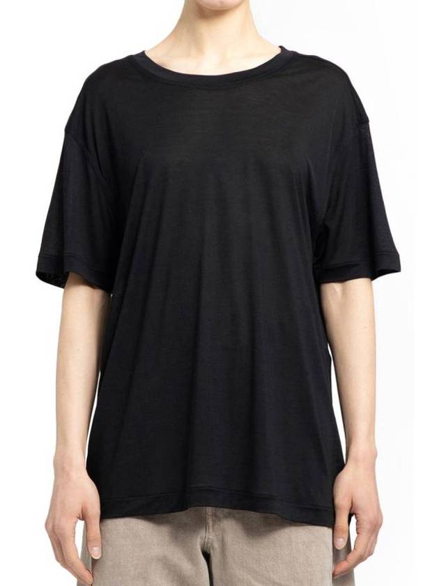 Silk Short Sleeve T-Shirt Black - LEMAIRE - BALAAN 1