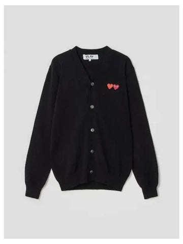 Unisex Double Heart Waffen Spring Fall Cardigan Black Domestic Product GM0024010930461 - COMME DES GARCONS PLAY - BALAAN 1