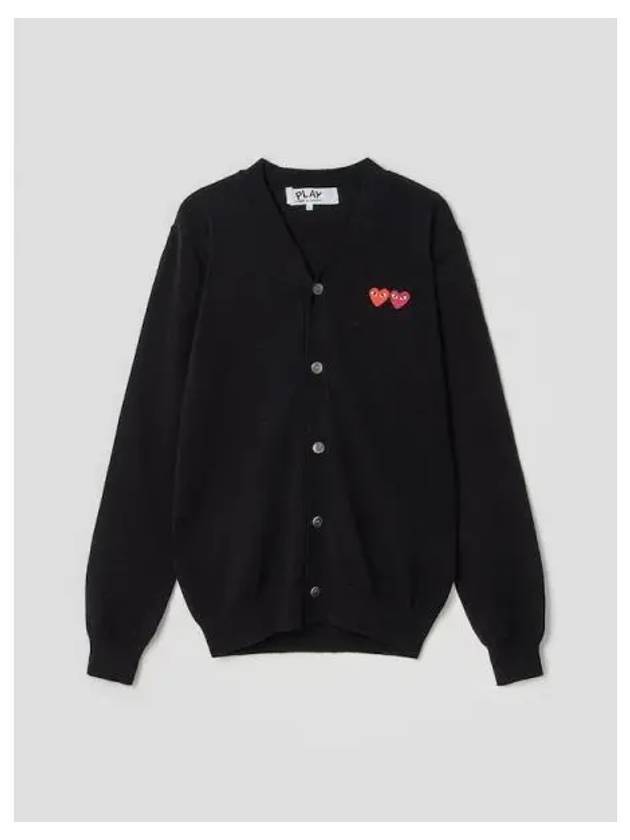 Unisex Double Heart Waffen Spring Fall Cardigan Black Domestic Product GM0024010930461 - COMME DES GARCONS PLAY - BALAAN 1