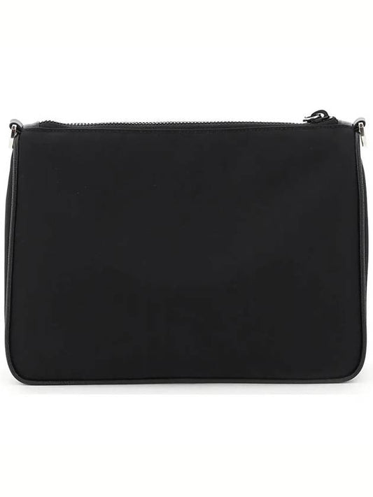 Triangle Logo Re-Nylon Saffiano Leather Shoulder Bag Black - PRADA - BALAAN 2