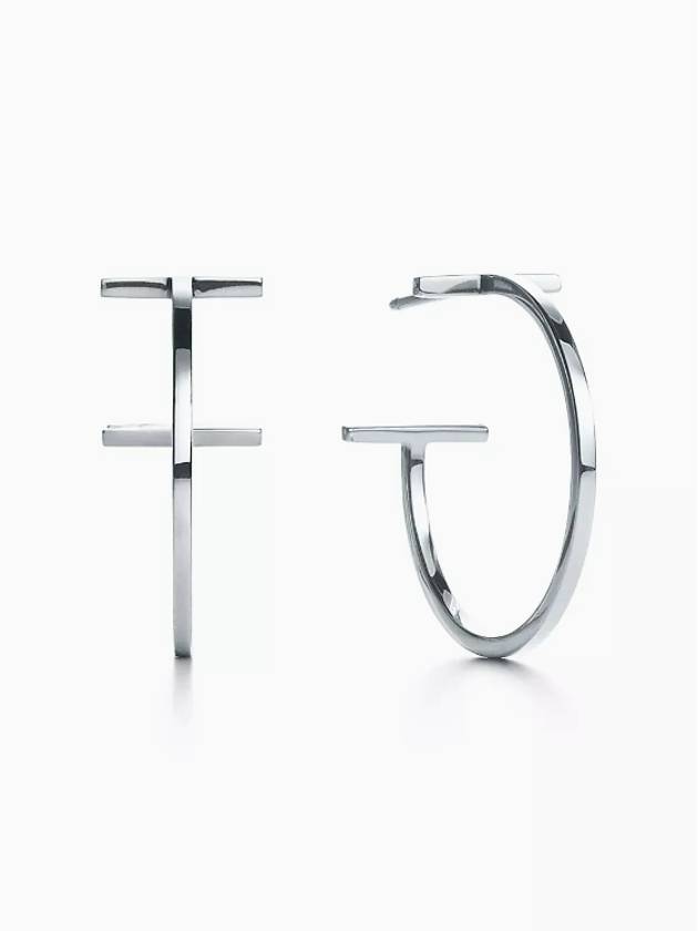 Tiffany Tiffany T hoop earrings medium white gold women's earrings - TIFFANY & CO. - BALAAN 3