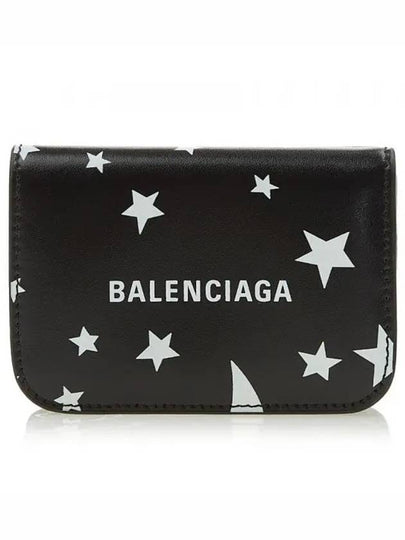 Star Logo Print Tri-Fold Half Wallet Black - BALENCIAGA - BALAAN 2