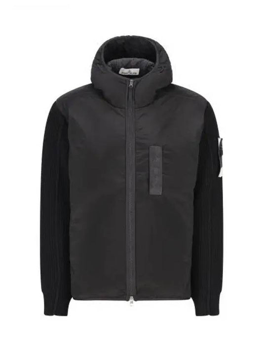 PrimaLoft-TC Knit Nylon Zip Up Hoodie Black - STONE ISLAND - BALAAN 2