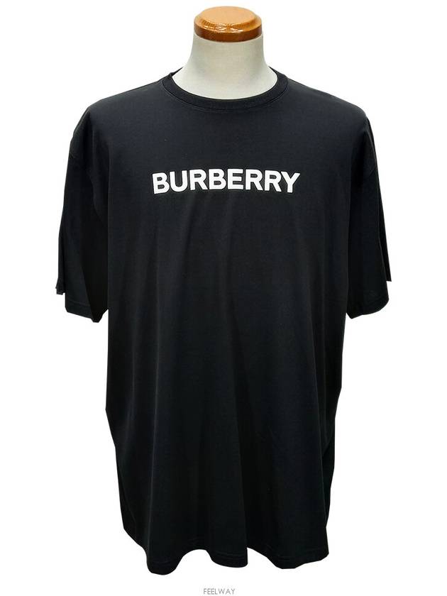 Logo Print Cotton Oversized Short Sleeve T-Shirt Black - BURBERRY - BALAAN 3