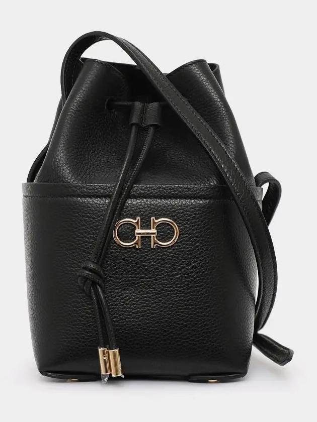 Gancini Mini Bucket Bag Black - SALVATORE FERRAGAMO - BALAAN 3