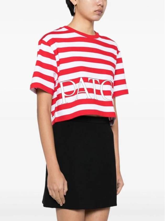 Organic Cotton Boxy Stripe Short Sleeve T-Shirt Red White - PATOU - BALAAN 7