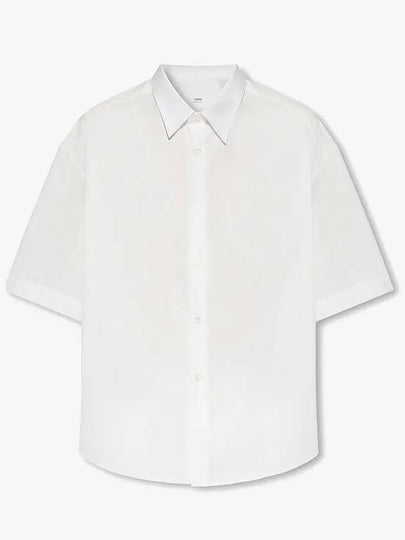 Men's Pocket Cotton Short Sleeve Shirt White - AMI - BALAAN 2