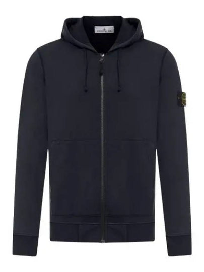 Garment Dyed Cotton Fleece Full Zip Hooded Jacket Navy - STONE ISLAND - BALAAN 2