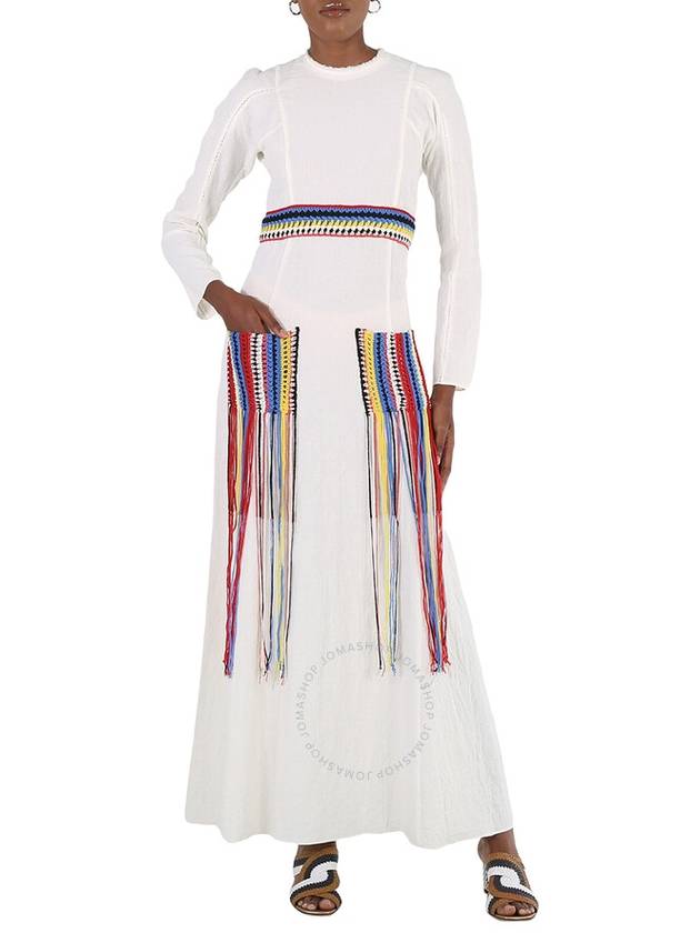 linen striped crochet long dress cream - CHLOE - BALAAN 2