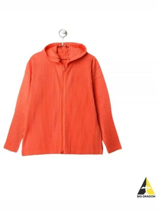 Pleated Zip Up Hoodie Orange - ISSEY MIYAKE - BALAAN 2