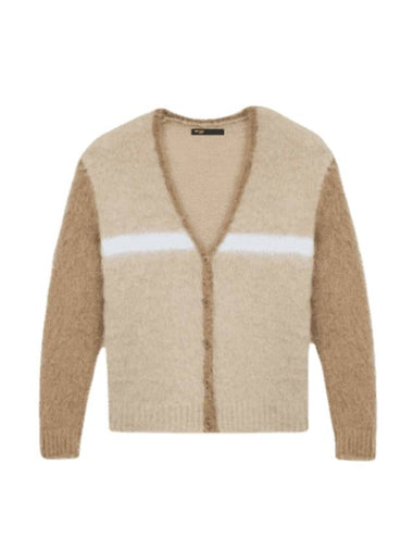 V-neck mohair cardigan camel - MAJE - BALAAN 1