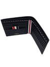 Pebble Grain Leather Half Wallet Black - THOM BROWNE - BALAAN 6