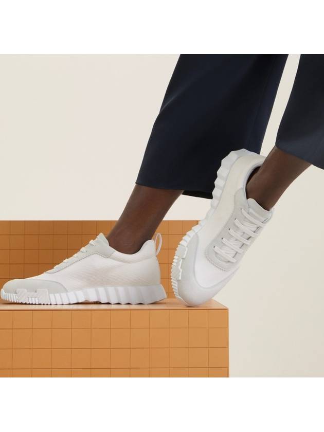 Bouncing Sneakers Mesh Suede Goatskin Blanc - HERMES - BALAAN 4